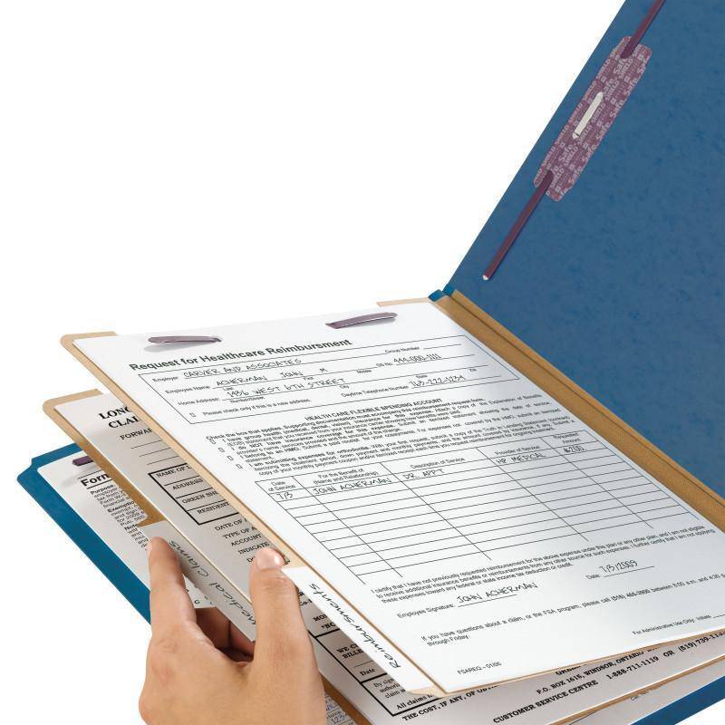 SMEAD PRESSBOARD CLASSIFICATION FILE FOLDER WITH SAFE SHIELD DIVIDERS 2" DARK BLUE - Al Masam Stationery LLC