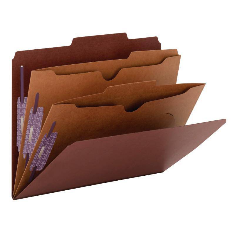 SMEAD PRESSBOARD CLASSIFICATION FOLDER WITH POCKET DIVIDER AND SAFE SHIELD DIVIDERS 2" RED - Al Masam Stationery LLC