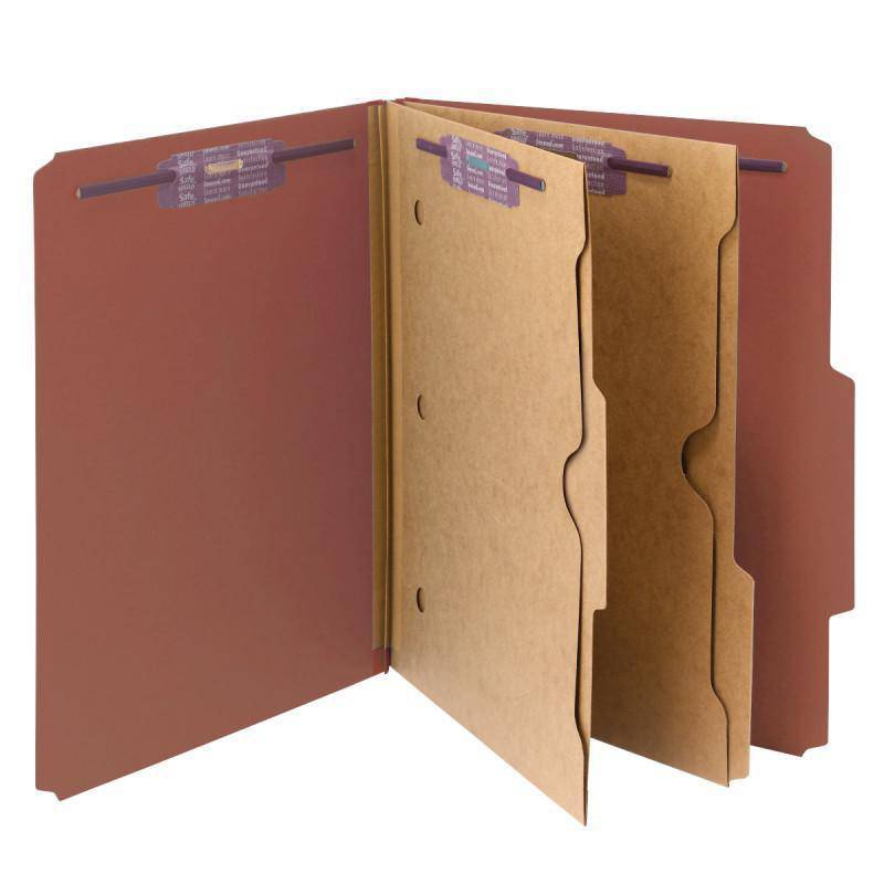 SMEAD PRESSBOARD CLASSIFICATION FOLDER WITH POCKET DIVIDER AND SAFE SHIELD DIVIDERS 2" RED - Al Masam Stationery LLC