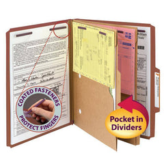 SMEAD PRESSBOARD CLASSIFICATION FOLDER WITH POCKET DIVIDER AND SAFE SHIELD DIVIDERS 2" RED - Al Masam Stationery LLC