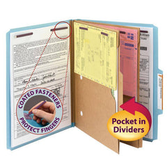 SMEAD PRESSBOARD CLASSIFICATION FOLDER WITH POCKET DIVIDER AND SAFE SHIELD" FASTENERS 2 DIVIDERS 2 INCH EXPANSION BLUE - Al Masam Stationery LLC