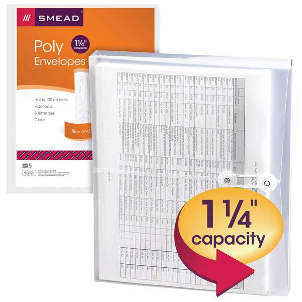 SMEAD POLY ENVELOPE 1-1/4 INCH EXPANSION STRING TIE CLOSURE SIDE LOAD CLEAR Secondary image