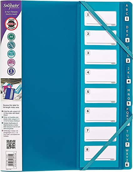 FILE ELASTIC A-Z/1-8 ELECTRA COLORS  ASSRT Pack of 5 - Al Masam Stationery LLC