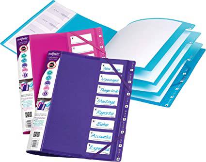 FILELASTIC A-Z/1-8 INDEX  RAINBOW COLOR ASSORTED (Pack of 5) - Al Masam Stationery LLC