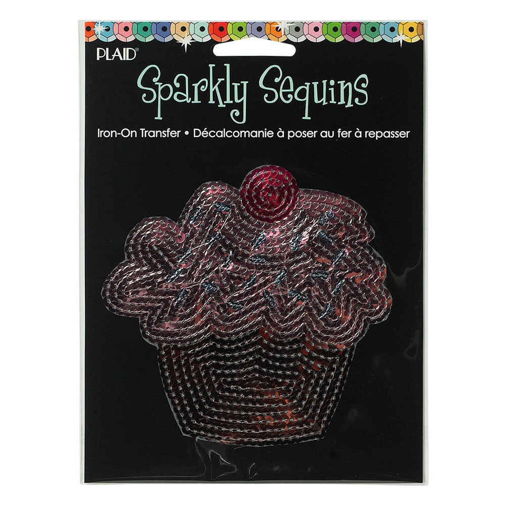 Sparkly Sequin Iron On Med Cupcake - Al Masam Stationery LLC