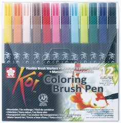 SAKURA WATER COLOURING BRUSH PEN - 12 - Al Masam Stationery LLC