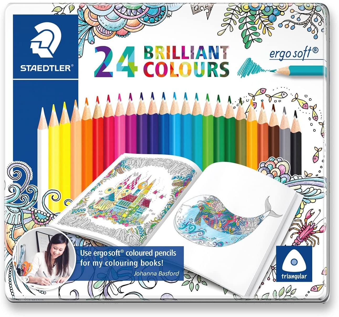 Staedtler 157-M24JB Ergosoft Color Pencil Metal Box Of 24 Color - Al Masam Stationery LLC Main image