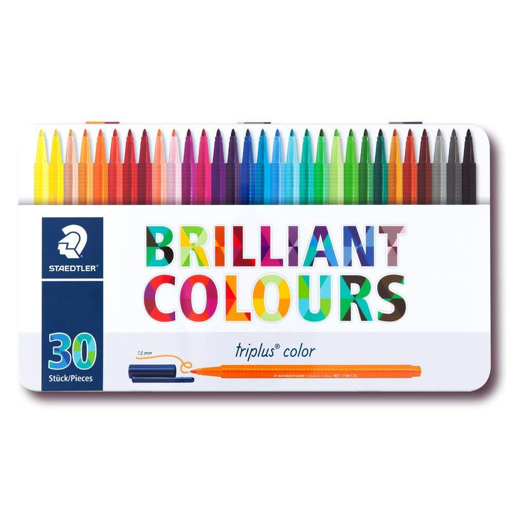 Staedtler 323-M30 Triplus Fibre-Tip pen metal set 30 Colors - Al Masam Stationery LLC Main image