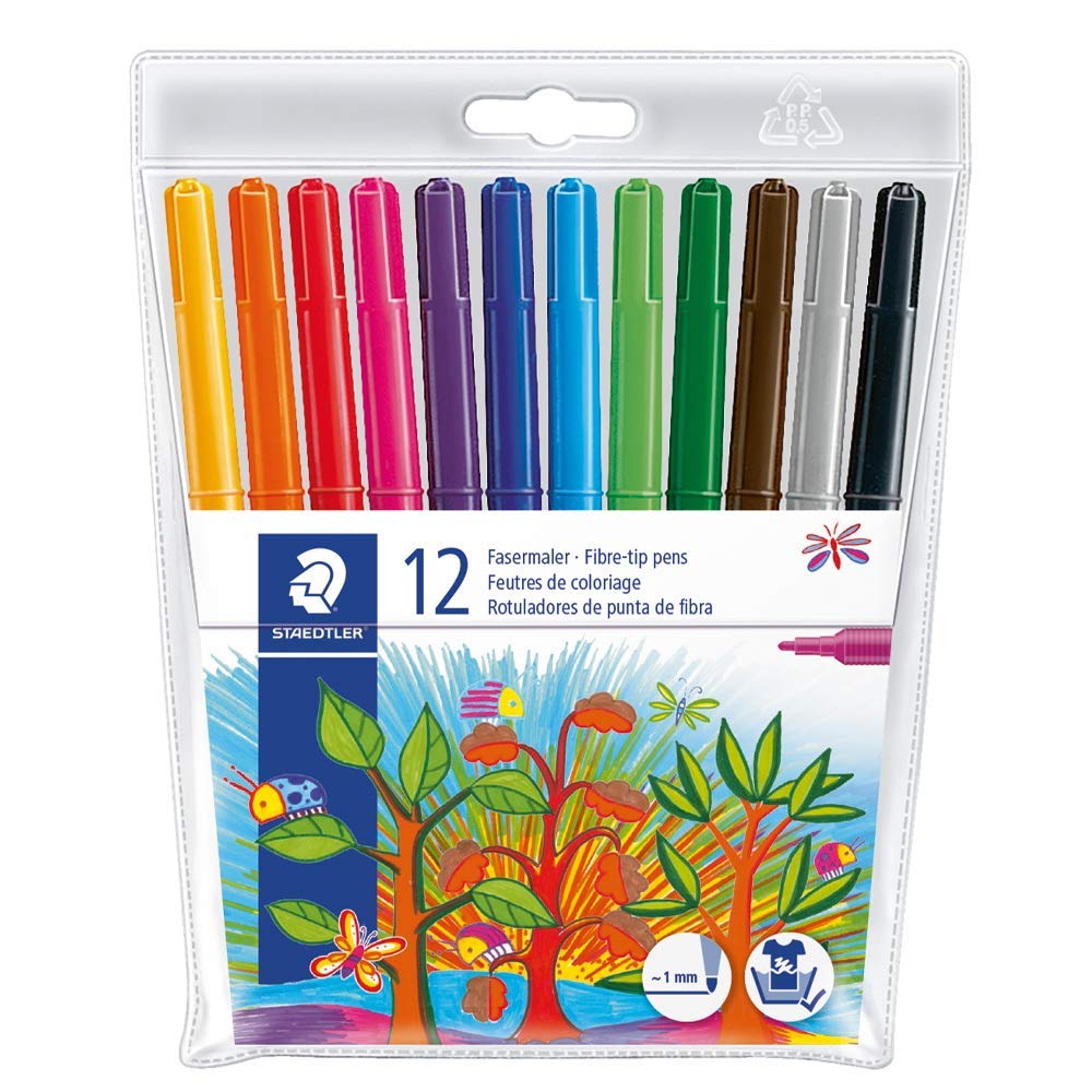 Staedtler 325-WP12 Fibre-Tipped Pen Wallet of 12 Colors - Al Masam Stationery LLC Main image