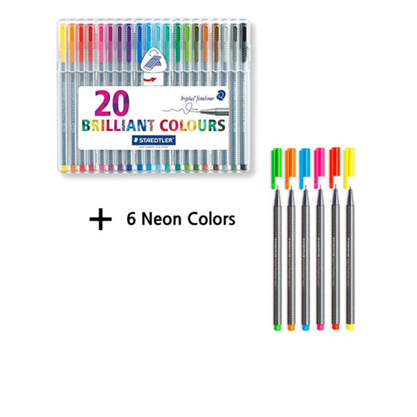 Staedtler 334 Triplus Fineliner 20Color with 6 Neon Colors - Al Masam Stationery LLC Main image