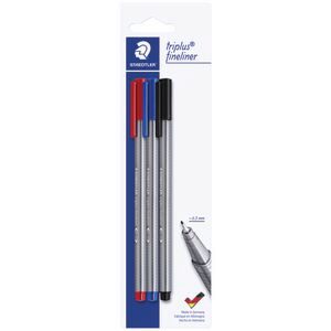 Staedtler 334 Triplus fineliner assorted Colors Blister of 3 Pcs - Al Masam Stationery LLC Main image