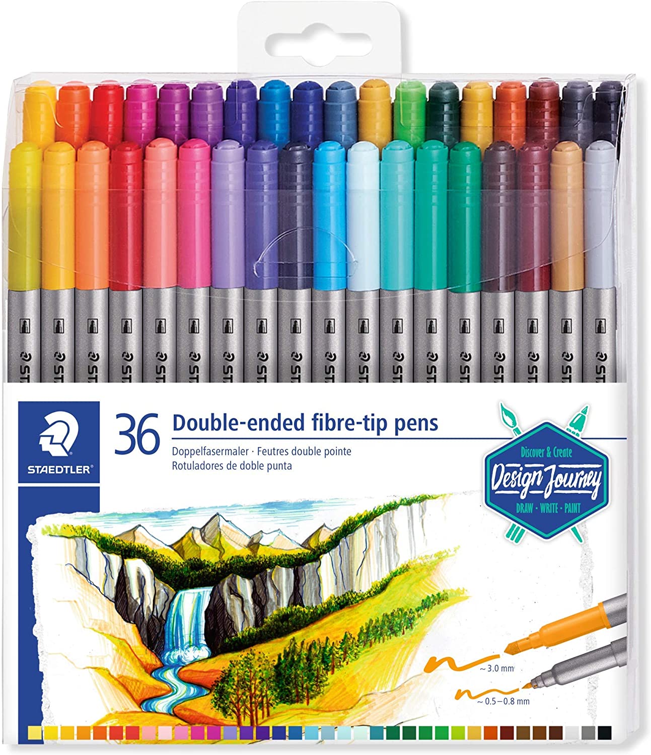 Staedtler Double-end fibre-tip pens Set 36 Color (3200-TB36) - Al Masam Stationery LLC Main image