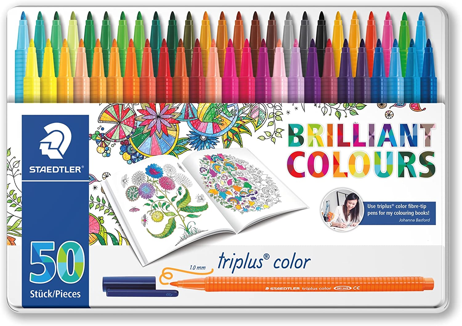 Staedtler Triplus Fibre-Tip pen metal set 50 Colors (323-M50JB) - Al Masam Stationery LLC Main image