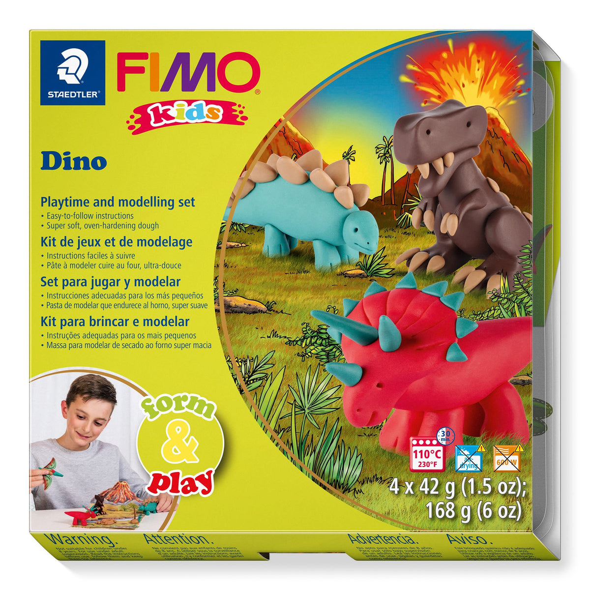 Fimo Kids Form & Play Dino 4x42g - Al Masam Stationery LLC Main image