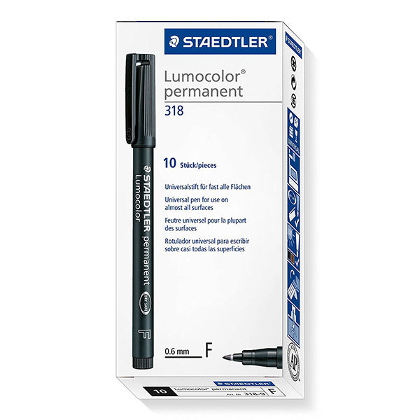 Staedtler 318-09 Lumocolor OHP Permanent marker Black box of 10 pcs - Al Masam Stationery LLC Main image