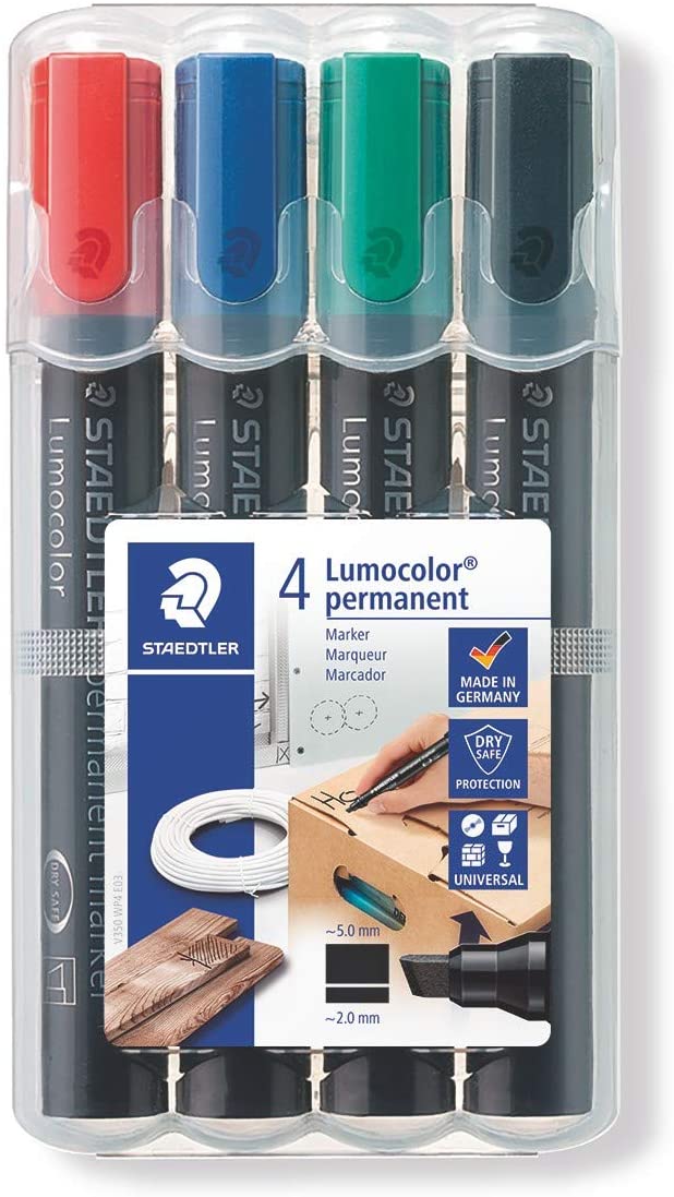 Staedtler 350 Permanent marker Chisel Wallet of 4 colors - Al Masam Stationery LLC Main image