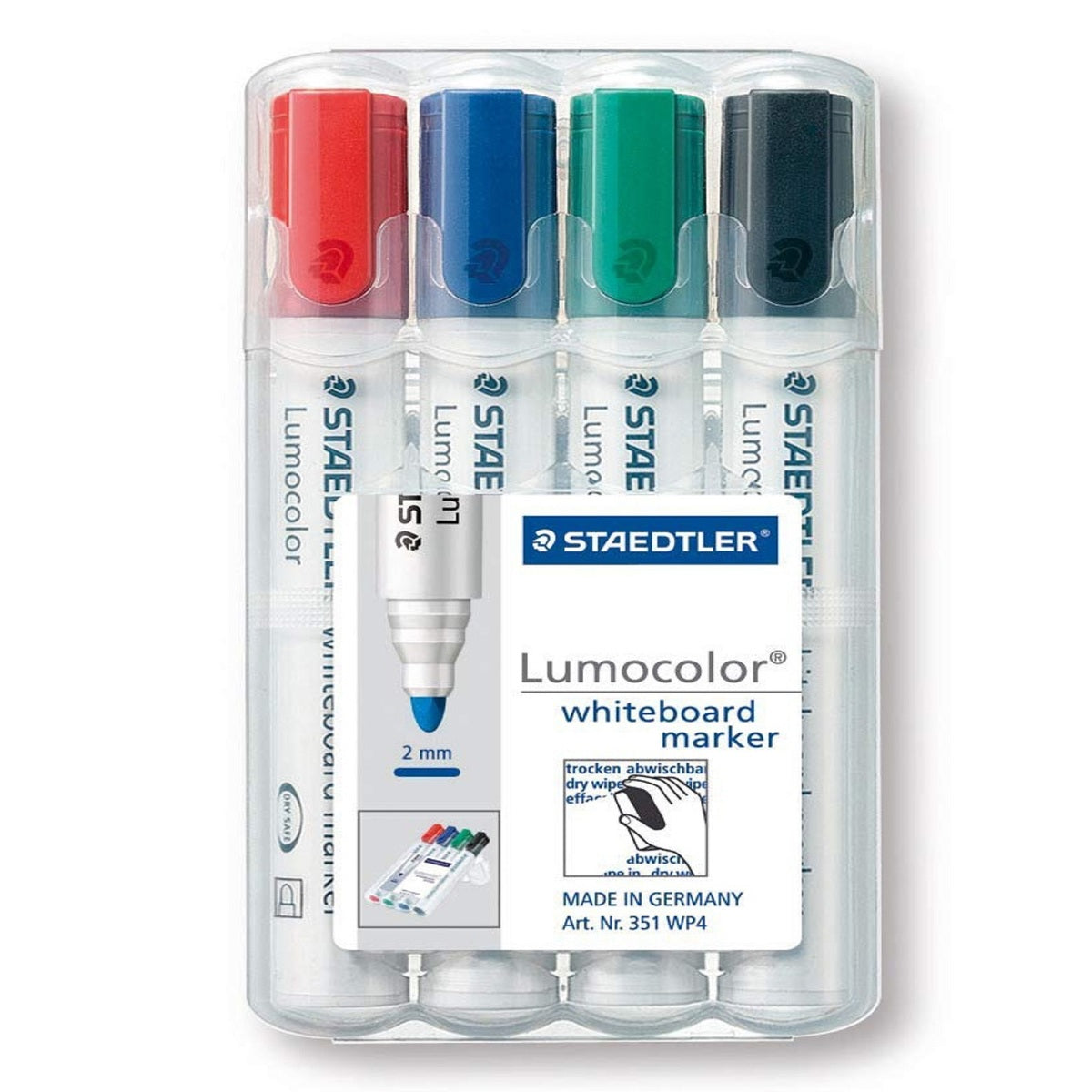 Staedtler 351 White Board marker Bullet tip wallet of 4 color - Al Masam Stationery LLC Main image