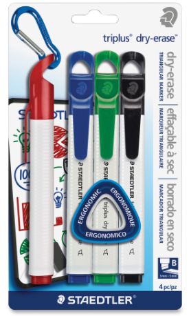 Staedtler 3551B Triplus Whiteboard marker chisel tip Black blister pack of 4pcs - Al Masam Stationery LLC Main image