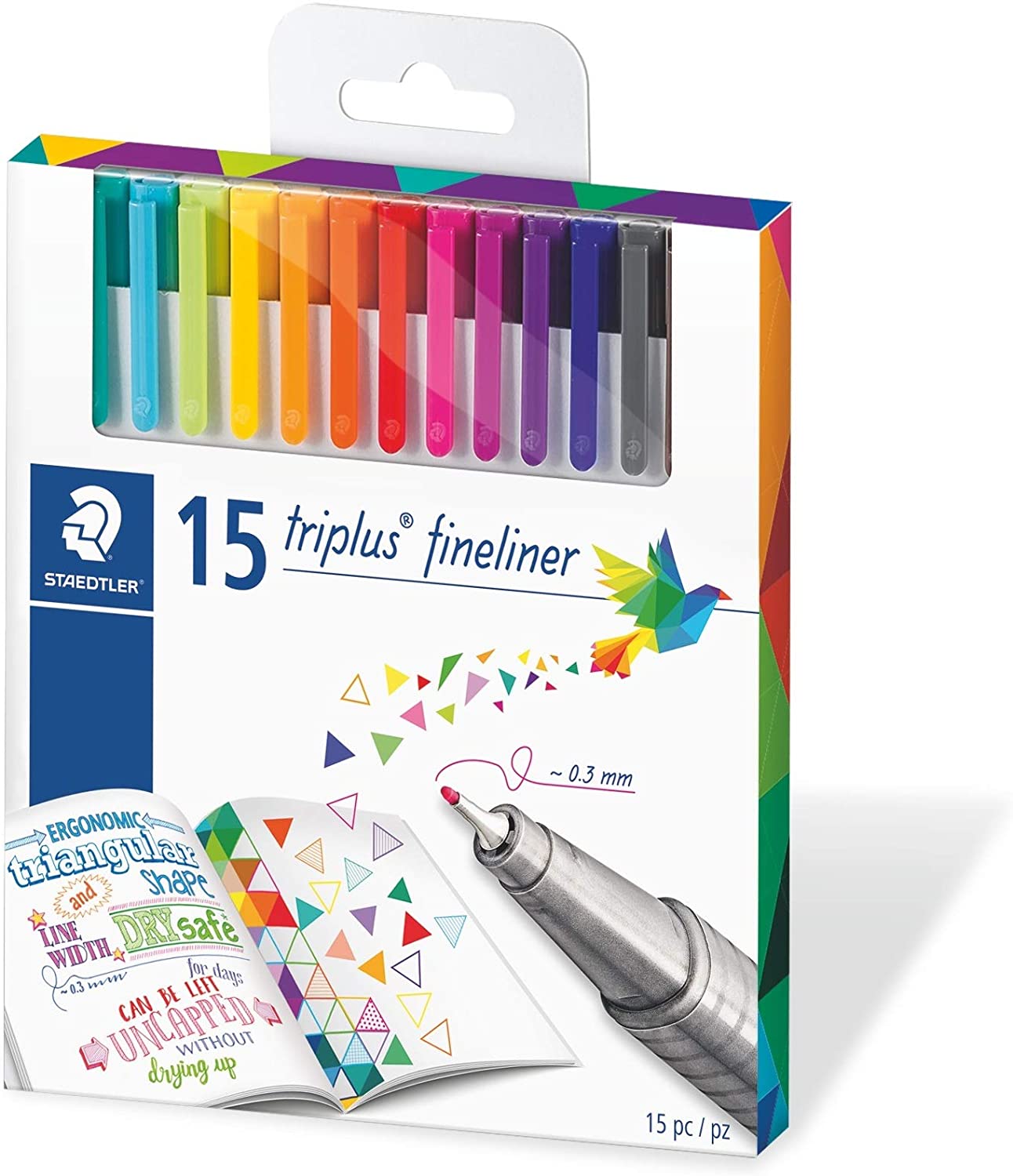Staedtler 334 Triplus Superfine liner Point Pens, 0.3 Mm Pack of 15 Colors - Al Masam Stationery LLC Main image