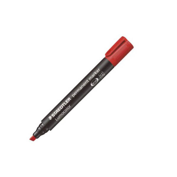 Staedtler 350-02 Lumocolor Permanent Marker Chisel Tip - Red (pkt/10pcs) - (ST-350-02) - Al Masam Stationery LLC Main image
