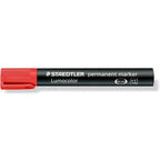 Set of 10 Staedtler permanent markers with round chisel tips in red, ideal for bold, permanent writing and marking.