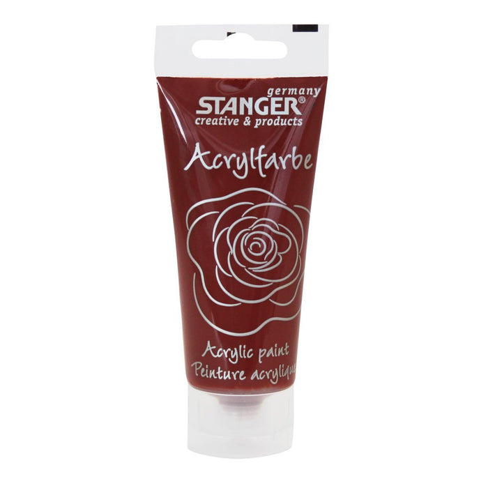 Stanger acrylic paint in 75 ml bottle featuring Burnt Sienna color, suitable for art and craft projects.