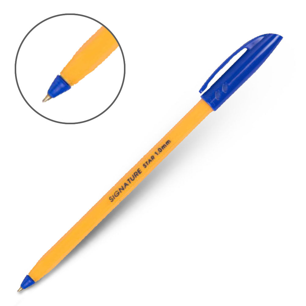 Signature Star (1.0mm Tip Ball Point Pen) (STR) - Blue | Pack Containin 50 Piece - Al Masam Stationery LLC