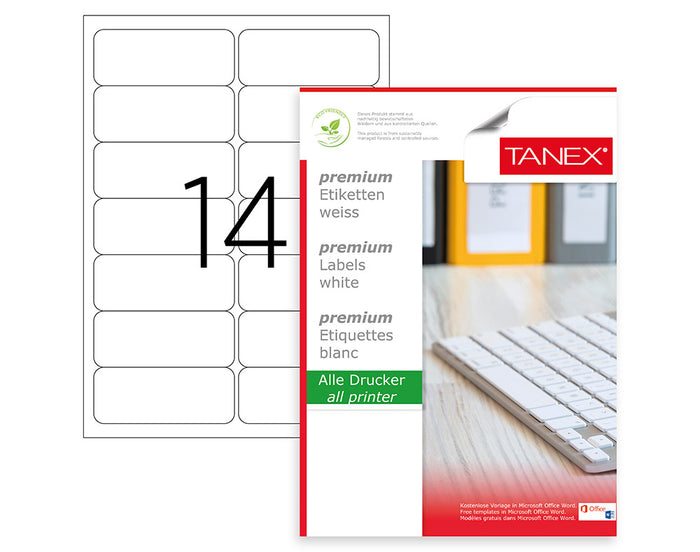 TANEX A4 14 LABELS 99.1x38.1 ROUND - Al Masam Stationery LLC