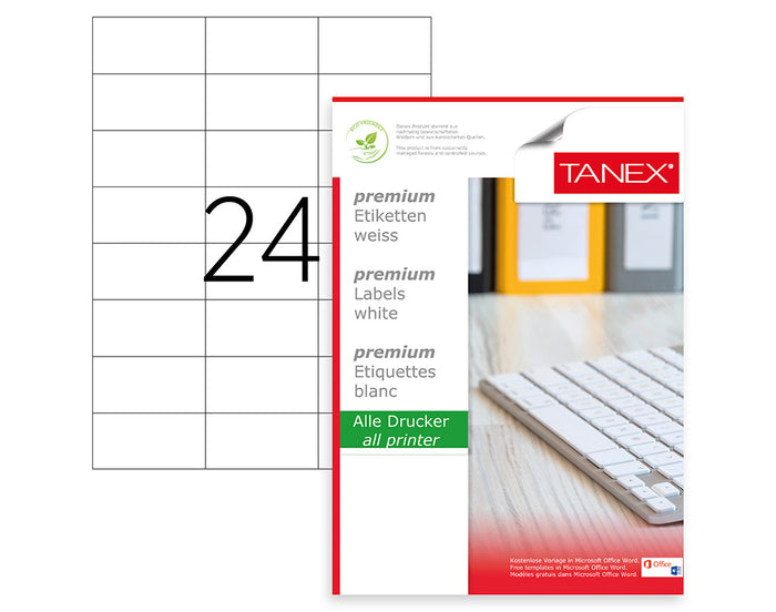 TANEX A4 24 LABELS 70x37 - Al Masam Stationery LLC