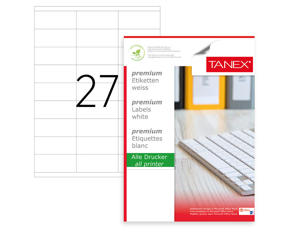 TANEX A4 27 LABEL  70x32 - Al Masam Stationery LLC Main image