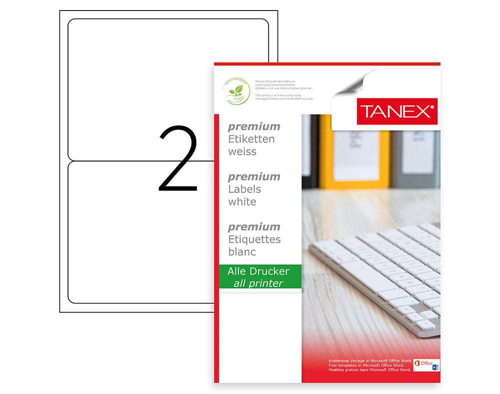 TANEX A4 2LABELS 199.6x143.5 round - Al Masam Stationery LLC Main image