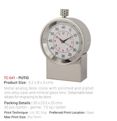 AMS-TC 641 - PUTIG - Metal Desk Clock - Al Masam Stationery LLC