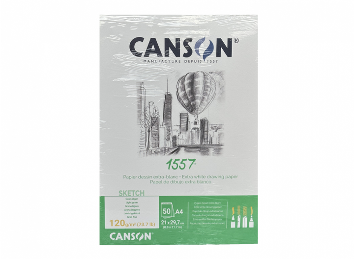 Canson 1557 Sketch Pad A4 120gsm 50 Sheets White Drawing Paper