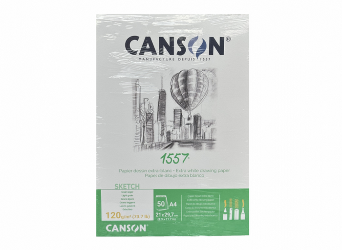 Canson 1557 Sketch Pad A4 120gsm 50 Sheets White Drawing Paper - Al Masam Stationery LLC - sketch book - sketch book