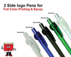 AMS-090 - Plastic pens with 2 side logo option - Al Masam Stationery LLC