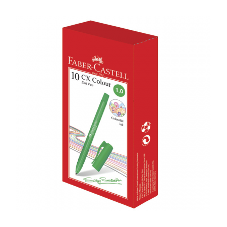 FABER-CASTELL Ball pen CX Colour Green (Pack of 10) - Al Masam Stationery LLC