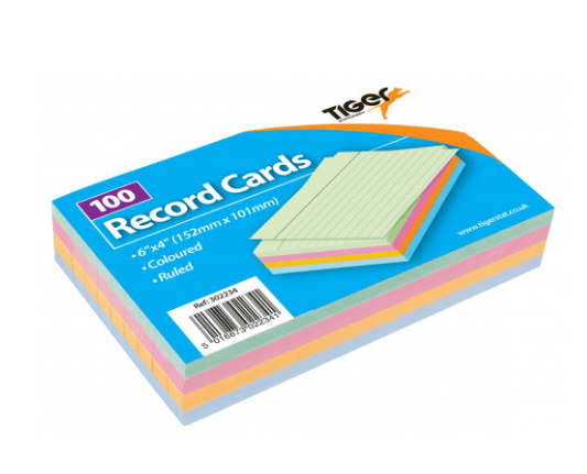 Tiger Record Cards Ruled Coloured 6x4 - Al Masam Stationery LLC Main image