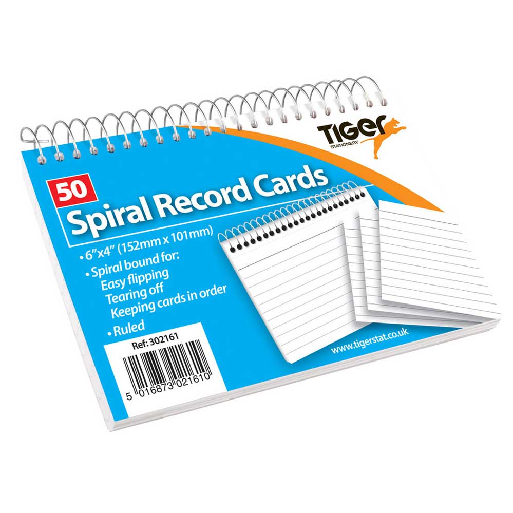 Tiger Record Cards White Ruled 6x4 - (50) - Al Masam Stationery LLC Main image