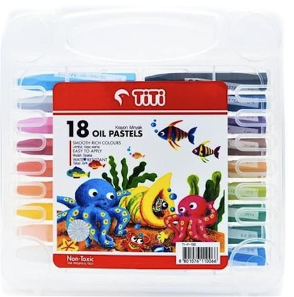 TITI Oil Pastels 18Color 11mm x 75mm Hexagonal in PP Case - Al Masam Stationery LLC Main image