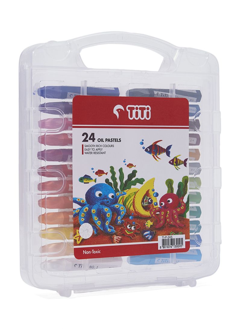 TITI Oil Pastels 24Color 11mm x 75mm Hexagonal in PP Case - Al Masam Stationery LLC Main image