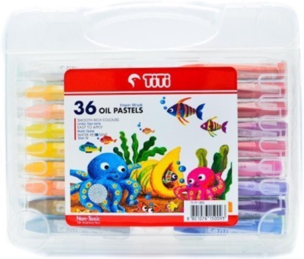 TITI Oil Pastels 36Color 11mm x 75mm Hexagonal in PP Case - Al Masam Stationery LLC Main image