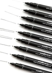 Uni Pin 200 Fine Liner Pack of 12 Pcs Black asst numbers set - Al Masam Stationery LLC