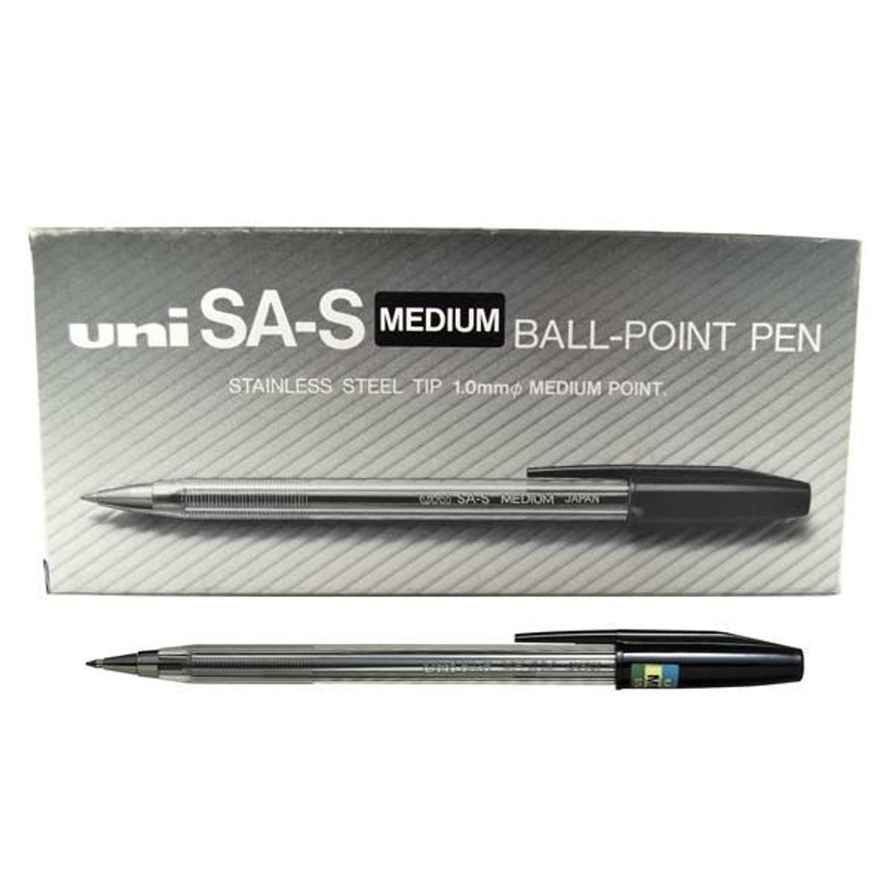 UNI SAS 1.0mm Medium Pen - Black (Pack of 12) - Al Masam Stationery LLC Main image