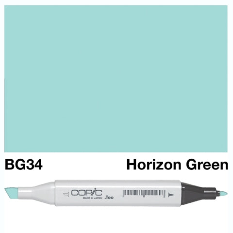 Introducing the COPIC SKETCH MARKER BG 34 HORIZON GREEN - a must-have for artists and creators. With its high-quality ink and ergonomic design, this marker allows for smooth and precise strokes, delivering vibrant and long-lasting colors. Bring your ideas to life with the perfect blend of performance and versatility.