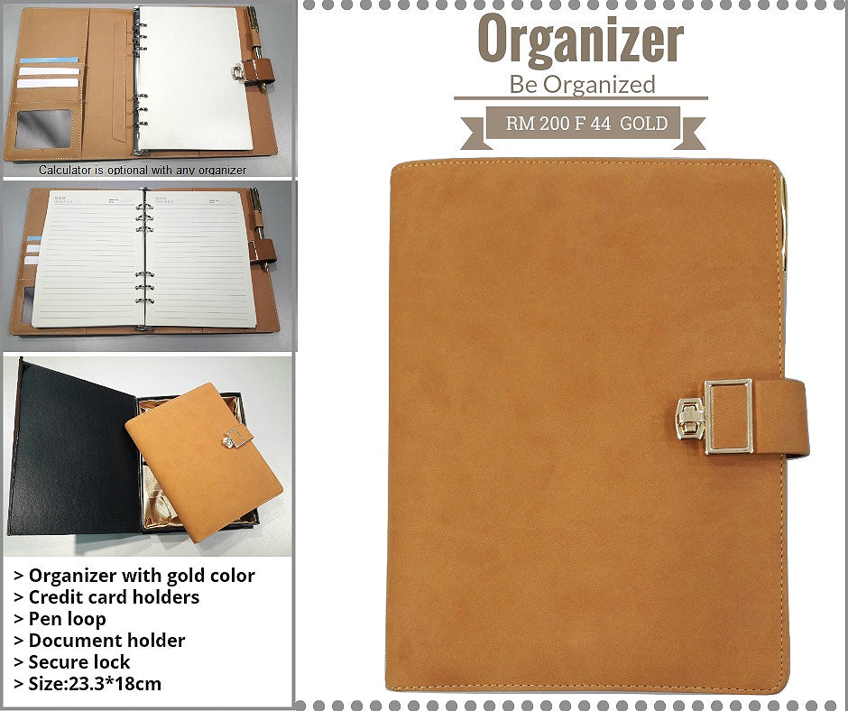 AMS-RM-200-F-44 - Brown PU Leather Organizer - Al Masam Stationery LLC