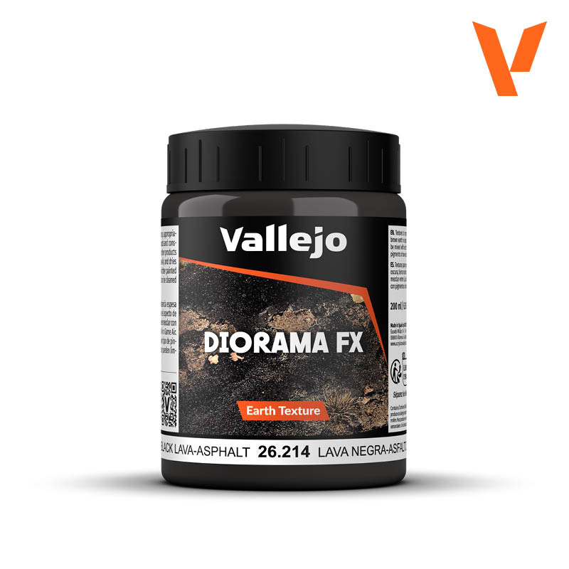 VALLEJO EARTH TEXTURES 214-200ML. BLACK LAVA-ASPHALT - Al Masam Stationery LLC Main image