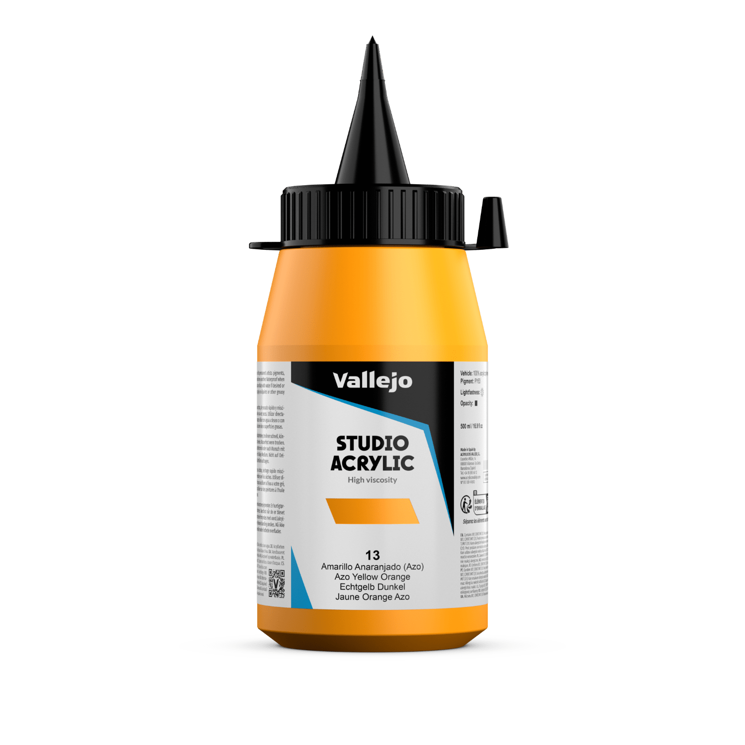 Vallejo STUDIO 13-500ML. AZO YELLOW ORANGE - Al Masam Stationery LLC