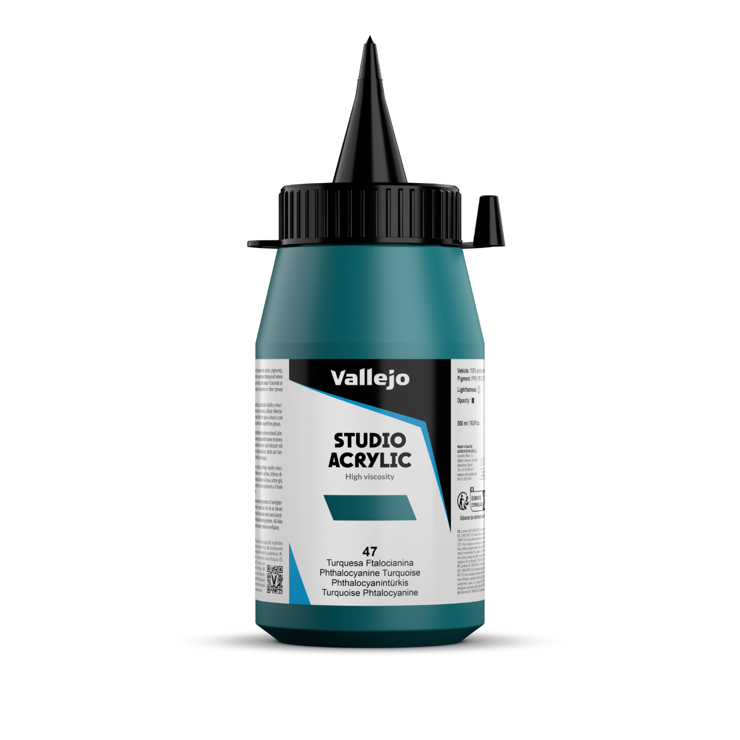 VALLEJO STUDIO 47-500ML. PHTHALO TURQUOISE - Al Masam Stationery LLC Main image