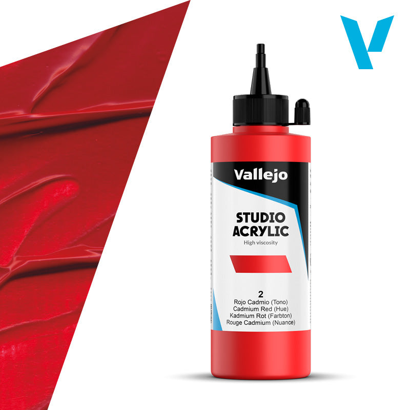 VALLEJO ACRYLIC STUDIO 2: 200 ML. CADMIUM RED (HUE) - Al Masam Stationery LLC Main image