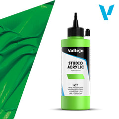 VALLEJO ACRYLIC STUDIO FLUORESCENT 937:200ML. FLUORESCENT GREEN